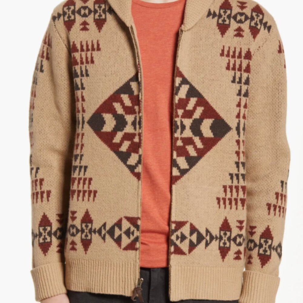 Pendleton Mens Basket Maker Zip Wool Cardigan Medium